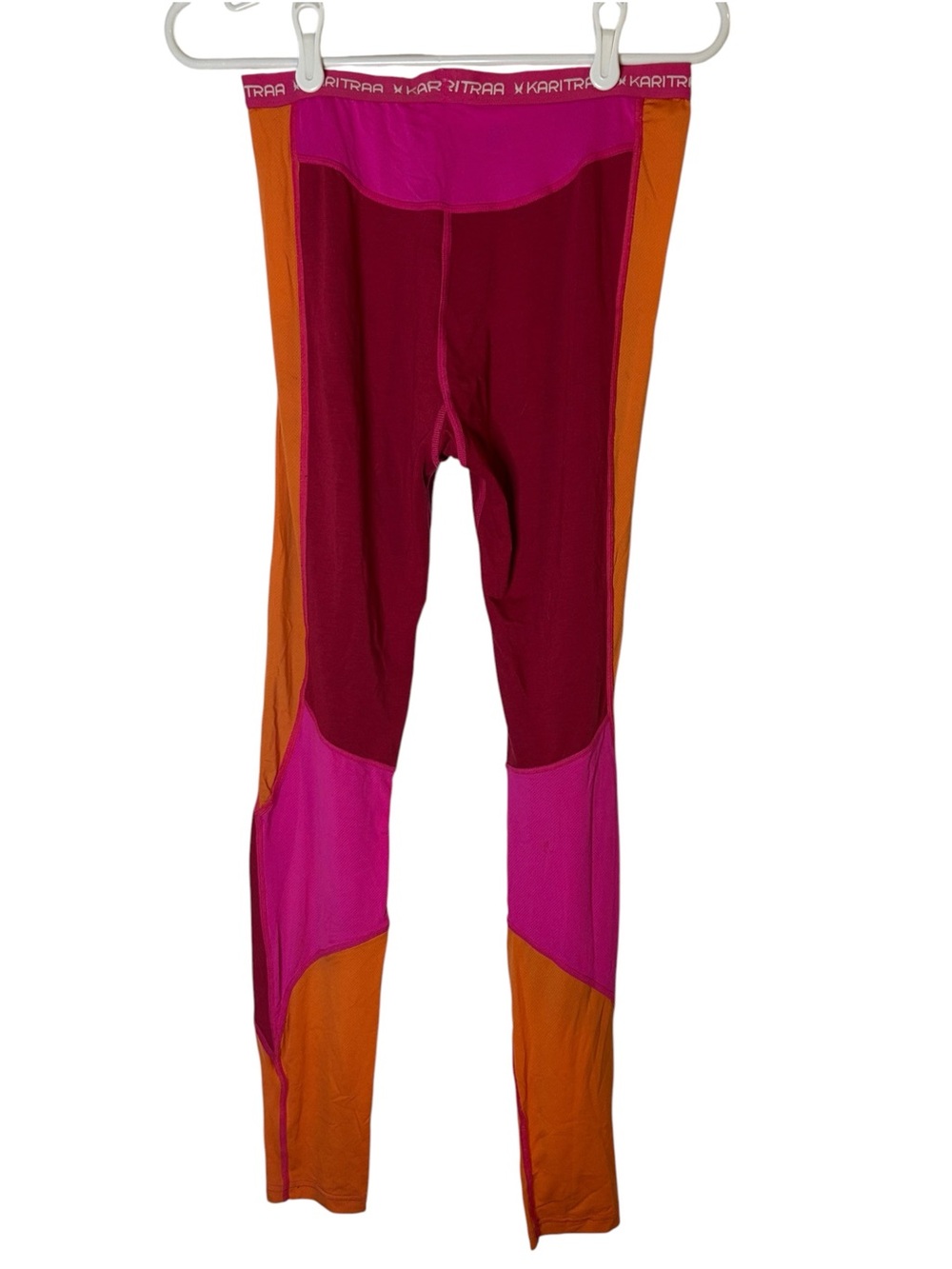 Kari Traa Womens M Wool Blend Base Layer Pants Ski Leggings Pink Orange Norway